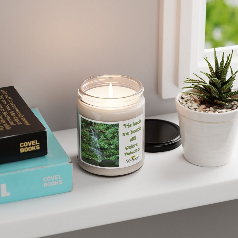 Inspirational Scented Soy Candle - "He Leads Me Beside Still Waters" - 9oz - Image 4