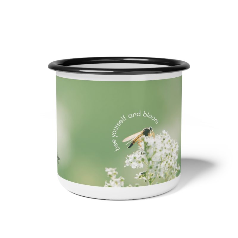 Inspirational Enamel Camp Cup - "Bee Yourself and Bloom" - Perfect for Nature Lovers and Outdoor Adventures - Image 2