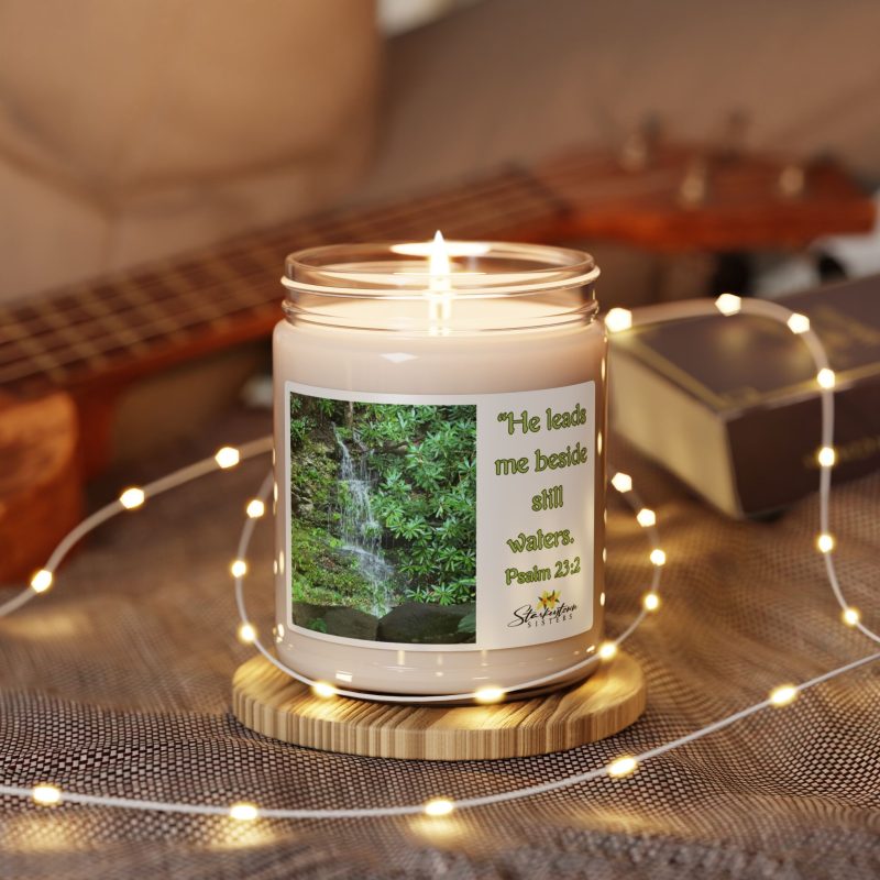 Inspirational Scented Soy Candle - "He Leads Me Beside Still Waters" - 9oz - Image 3