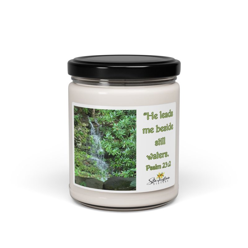 Inspirational Scented Soy Candle - "He Leads Me Beside Still Waters" - 9oz
